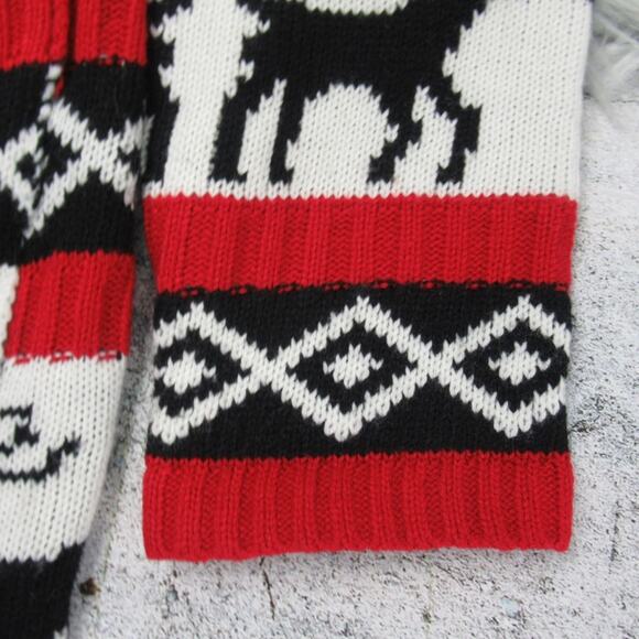 DAISYS BOUTIQUE Elk Reindeer Long Sleeves Knit Christmas Cardigan Sweater Medium - Picture 10 of 13